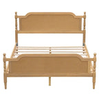 Traditional Style Rattan Queen Size Bed Frame,No Box Spring Needed