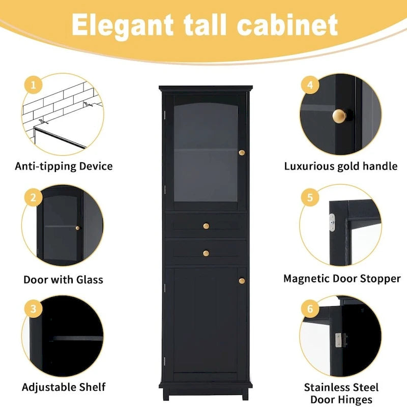 Modern Free-Standing Tall Bathroom Storage Cabinet
