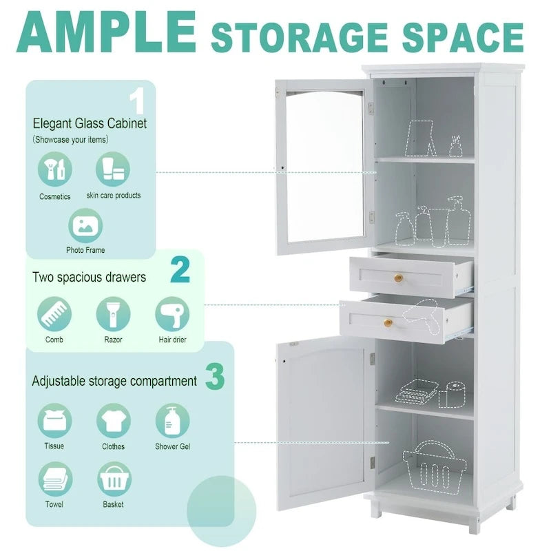 Modern Free-Standing Tall Bathroom Storage Cabinet