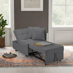 EROMMY Sleeper Sofa Chair Bed , Adjustable Backrest Pull Out Sofa Bed with Faux Linen Sofa Fabric