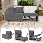 EROMMY Sleeper Sofa Chair Bed , Adjustable Backrest Pull Out Sofa Bed with Faux Linen Sofa Fabric