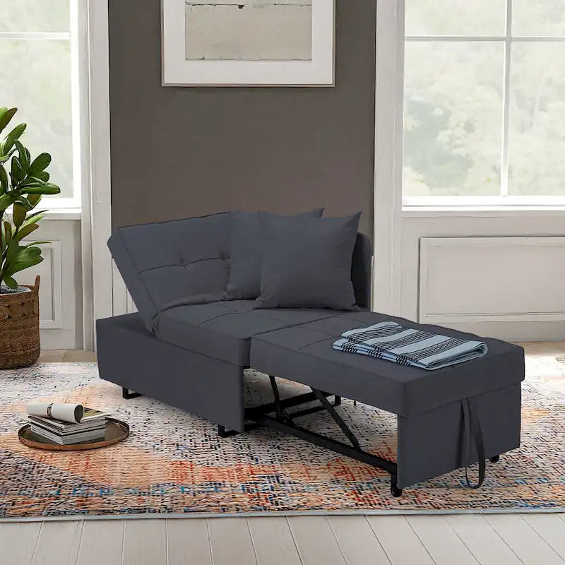EROMMY Sleeper Sofa Chair Bed , Adjustable Backrest Pull Out Sofa Bed with Faux Linen Sofa Fabric