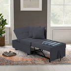 EROMMY Sleeper Sofa Chair Bed , Adjustable Backrest Pull Out Sofa Bed with Faux Linen Sofa Fabric