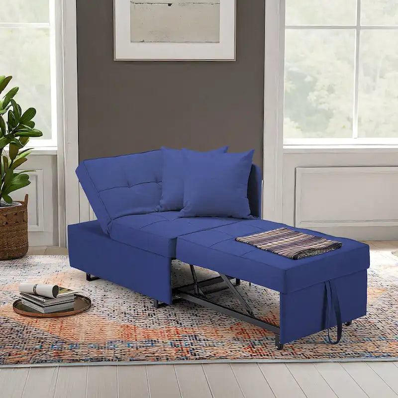 EROMMY Sleeper Sofa Chair Bed , Adjustable Backrest Pull Out Sofa Bed with Faux Linen Sofa Fabric