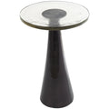 Aluminum Metal Geometric Cone Side End Accent Table with Textured Glass Tabletop - Black or Gold - Roche River Decor