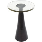 Aluminum Metal Geometric Cone Side End Accent Table with Textured Glass Tabletop - Black or Gold - Roche River Decor