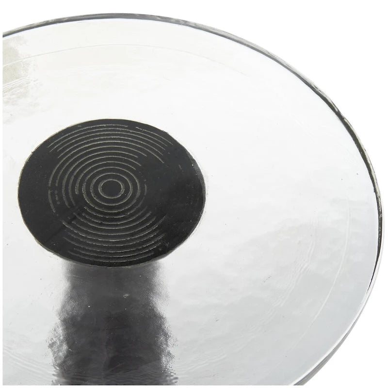 Aluminum Metal Geometric Cone Side End Accent Table with Textured Glass Tabletop - Black or Gold - Roche River Decor