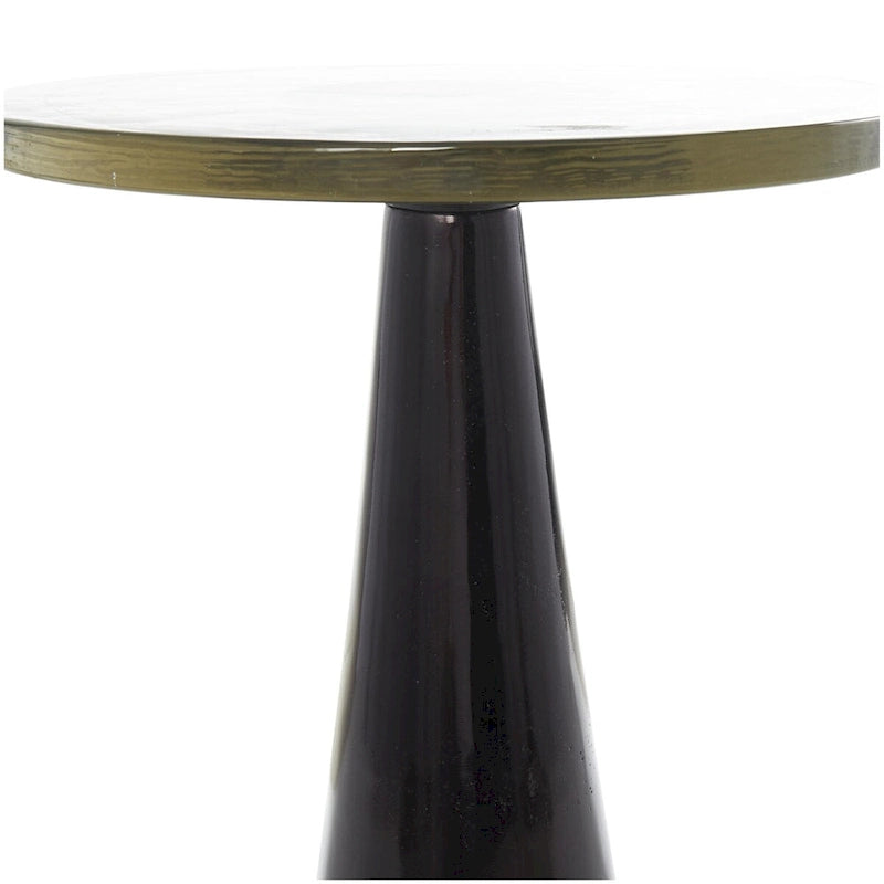 Aluminum Metal Geometric Cone Side End Accent Table with Textured Glass Tabletop - Black or Gold - Roche River Decor