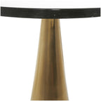 Aluminum Metal Geometric Cone Side End Accent Table with Textured Glass Tabletop - Black or Gold - Roche River Decor
