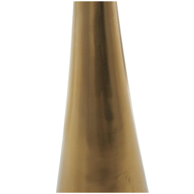 Aluminum Metal Geometric Cone Side End Accent Table with Textured Glass Tabletop - Black or Gold - Roche River Decor