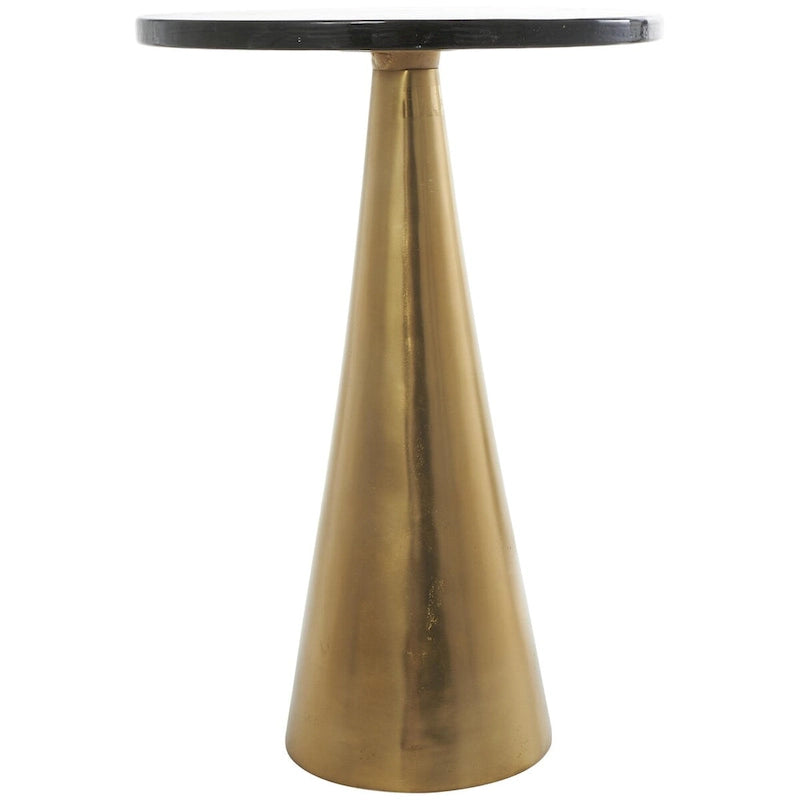 Aluminum Metal Geometric Cone Side End Accent Table with Textured Glass Tabletop - Black or Gold - Roche River Decor