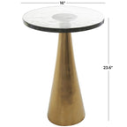 Aluminum Metal Geometric Cone Side End Accent Table with Textured Glass Tabletop - Black or Gold - Roche River Decor