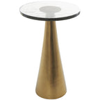 Aluminum Metal Geometric Cone Side End Accent Table with Textured Glass Tabletop - Black or Gold - Roche River Decor
