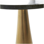 Aluminum Metal Geometric Cone Side End Accent Table with Textured Glass Tabletop - Black or Gold - Roche River Decor