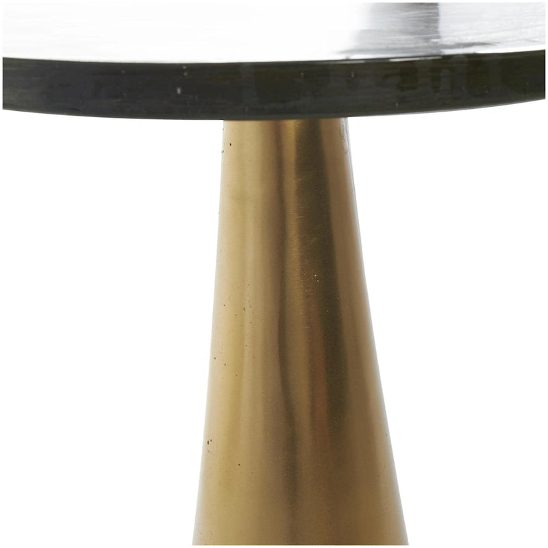 Aluminum Metal Geometric Cone Side End Accent Table with Textured Glass Tabletop - Black or Gold - Roche River Decor