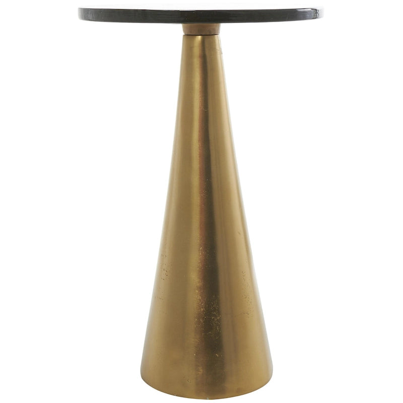 Aluminum Metal Geometric Cone Side End Accent Table with Textured Glass Tabletop - Black or Gold - Roche River Decor