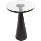 Aluminum Metal Geometric Cone Side End Accent Table with Textured Glass Tabletop - Black or Gold - Roche River Decor