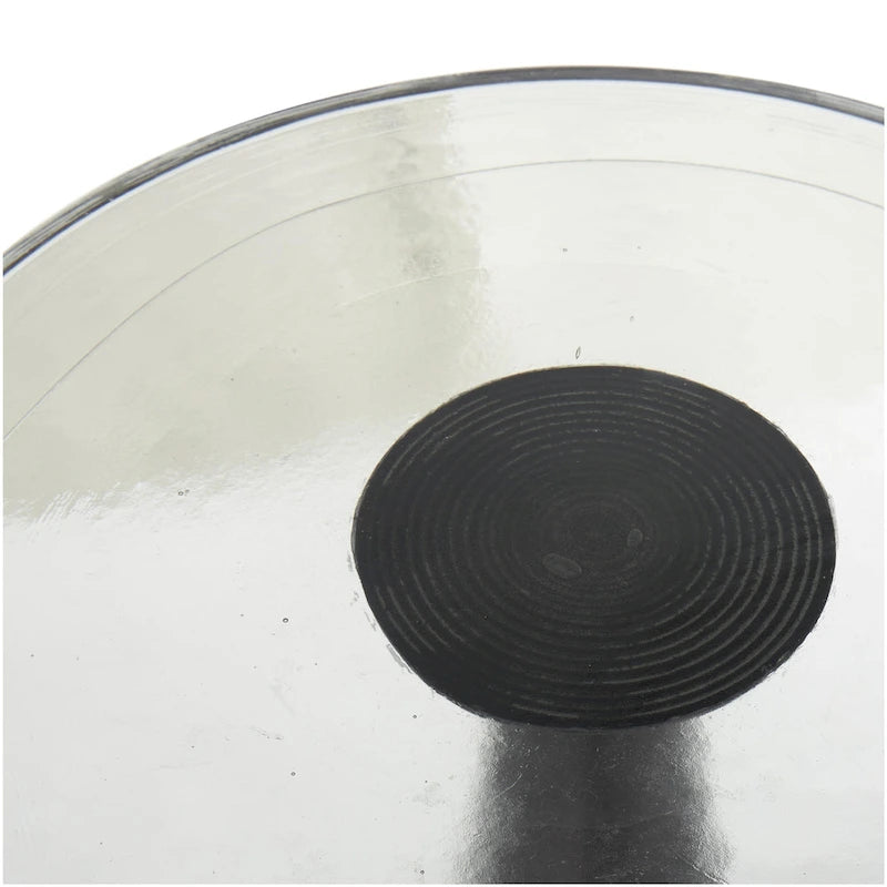 Aluminum Metal Geometric Cone Side End Accent Table with Textured Glass Tabletop - Black or Gold - Roche River Decor